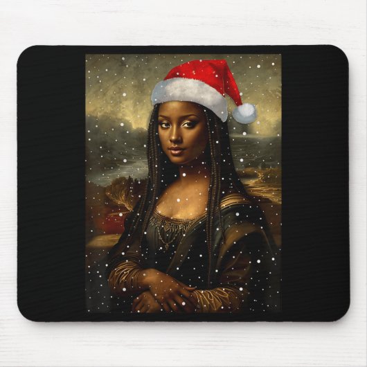 Black Mona Lisa African American Christmas Santa H マウスパッド (正面)