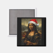 Black Mona Lisa African American Christmas Santa H マグネット (正面/裏面)