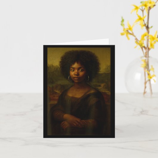 Black Mona Lisa Afro African American Melanin Blac カード (黄色い花)