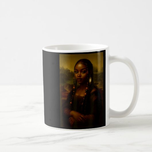 Black Mona Lisa Afro African American Melanin Blac コーヒーマグカップ (右)