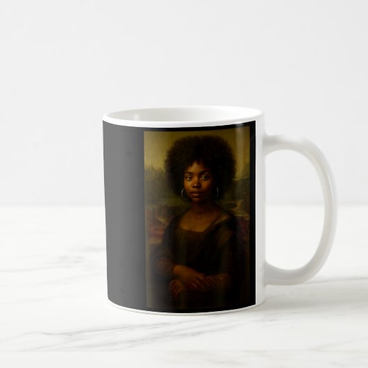 Black Mona Lisa Afro African American Melanin Blac コーヒーマグカップ (右)
