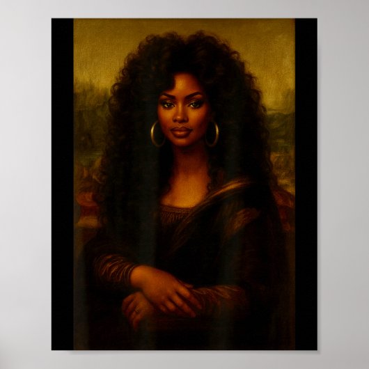Black Mona Lisa Afro African American Melanin Blac ポスター (正面)