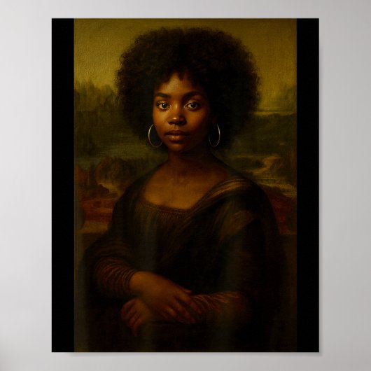 Black Mona Lisa Afro African American Melanin Blac ポスター (正面)