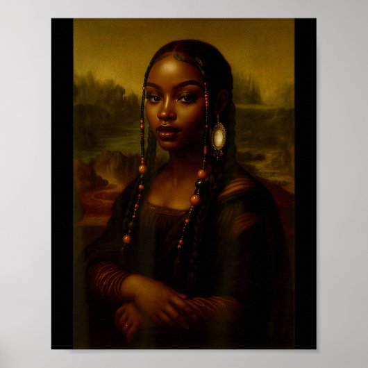 Black Mona Lisa Afro African American Melanin Blac ポスター (正面)