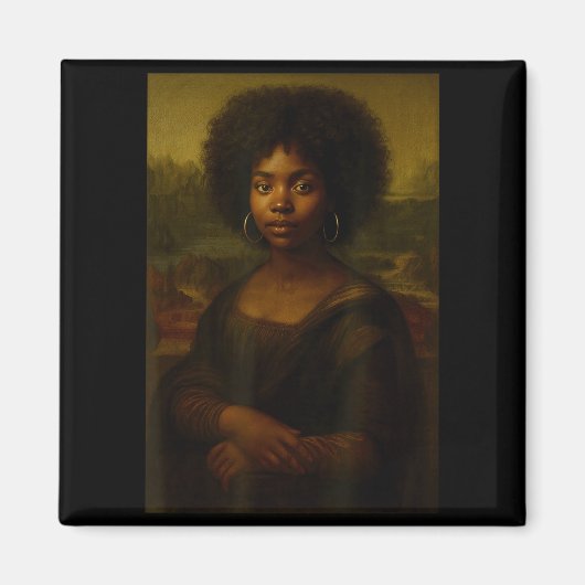 Black Mona Lisa Afro African American Melanin Blac マグネット (正面)