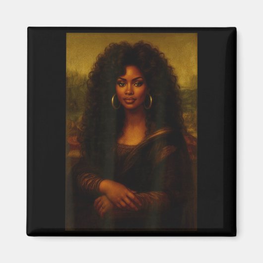 Black Mona Lisa Afro African American Melanin Blac マグネット (正面)