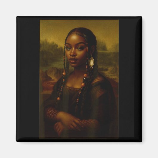Black Mona Lisa Afro African American Melanin Blac マグネット (正面)