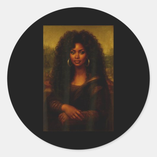 Black Mona Lisa Afro African American Melanin Blac ラウンドシール (正面)