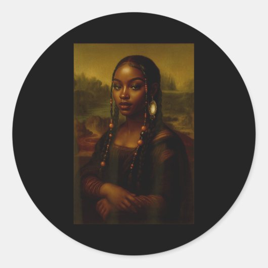 Black Mona Lisa Afro African American Melanin Blac ラウンドシール (正面)