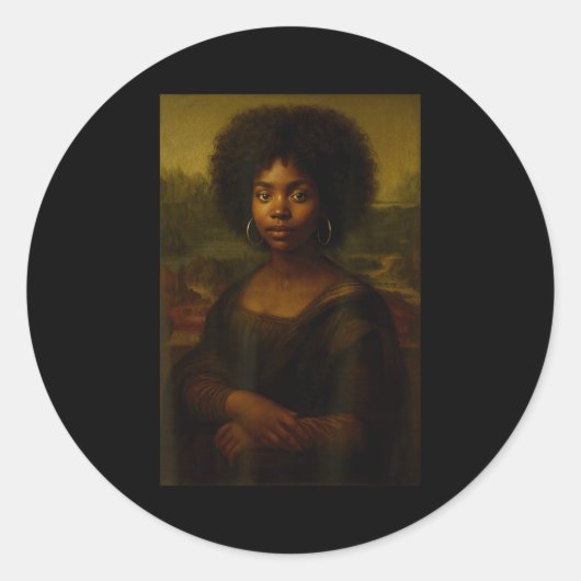 Black Mona Lisa Afro African American Melanin Blac ラウンドシール (正面)
