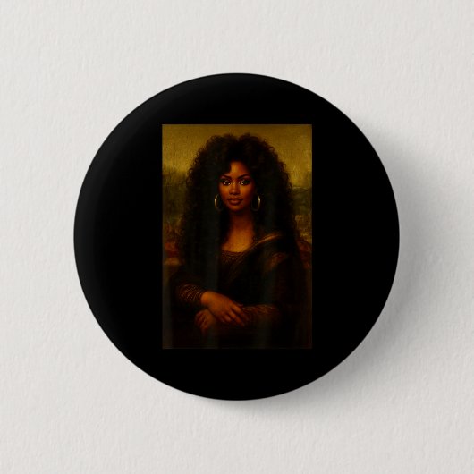 Black Mona Lisa Afro African American Melanin Blac 缶バッジ (正面)