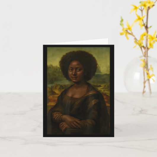 Black Mona Lisa Afro African Melanin Black History カード (黄色い花)