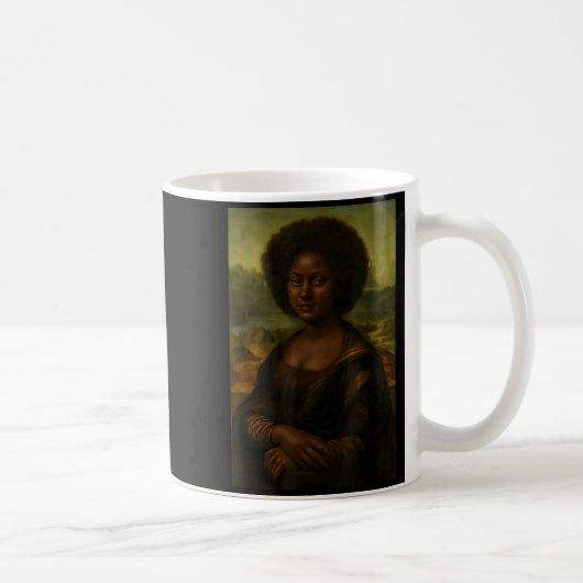 Black Mona Lisa Afro African Melanin Black History コーヒーマグカップ (右)