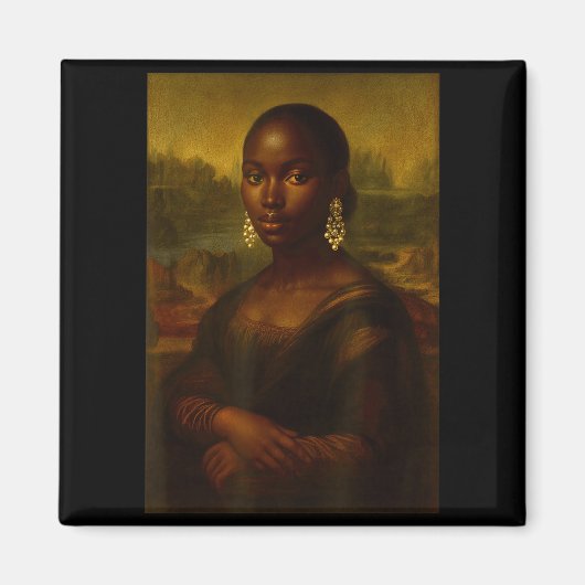 Black Mona Lisa Afro African Melanin Black History マグネット (正面)