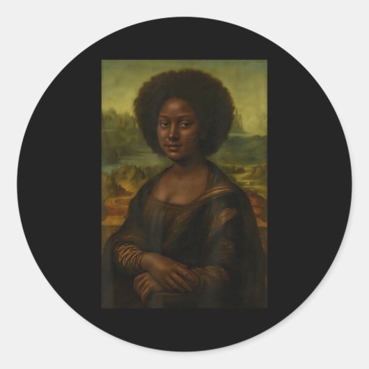 Black Mona Lisa Afro African Melanin Black History ラウンドシール (正面)