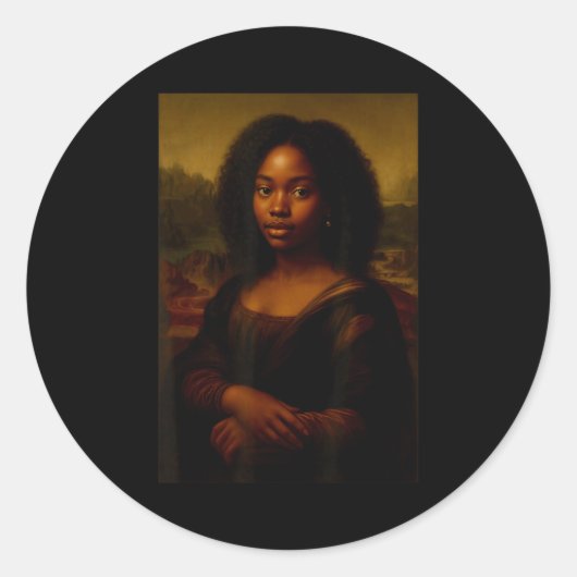 Black Mona Lisa Afro African Melanin Black History ラウンドシール (正面)