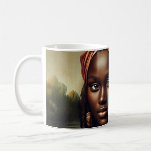 Black Mona Lisa Reimagined Art Print – Afrocentric コーヒーマグカップ (左)