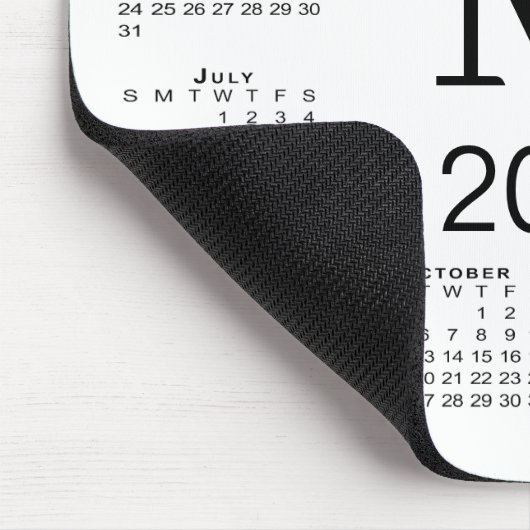 Black Monogram 2026 Calendar on White マウスパッド (コーナー)