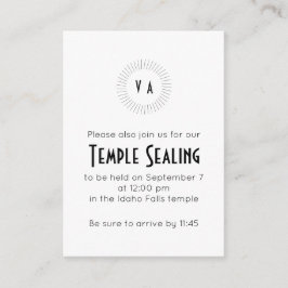 Black Monogram Circle Temple Sealing Invitation エンクロージャーカード