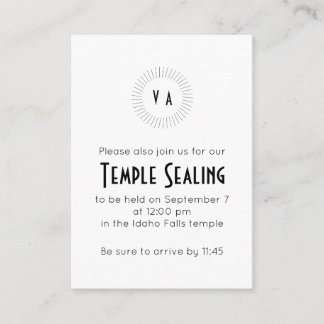 Black Monogram Circle Temple Sealing Invitation エンクロージャーカード