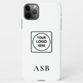 Black Monogram Custom Logo Photo iphone case iPhoneケース (裏面)