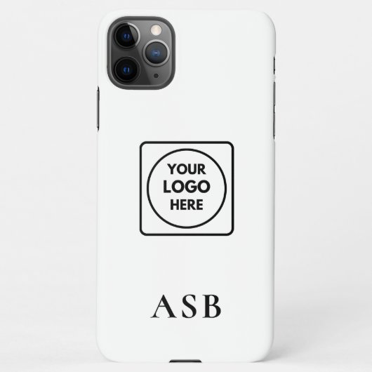 Black Monogram Custom Logo Photo iphone case iPhoneケース (裏面)