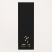 Black Monogram Gold Initial White Name Stylish Men ヨガマット (正面)
