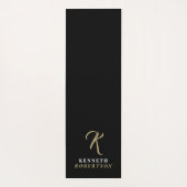 Black Monogram Gold Initial White Name Stylish Men ヨガマット (裏面)