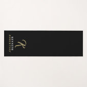 Black Monogram Gold Initial White Name Stylish Men ヨガマット (正面(横))