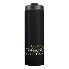 Black Monogram Gold White Minimalist Elegant Men  タンブラー