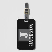 Black Monogram Large Initial ラゲッジタグ (正面縦)