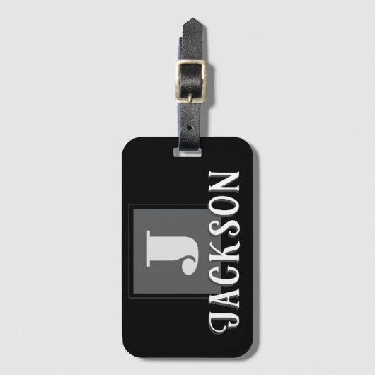 Black Monogram Large Initial ラゲッジタグ (正面縦)