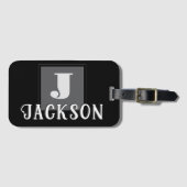 Black Monogram Large Initial ラゲッジタグ (正面横)