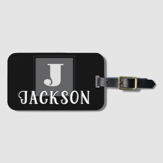 Black Monogram Large Initial ラゲッジタグ (正面横)