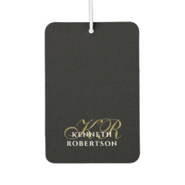 Black  Monogram Minimalist Gold White Elegant Men  カーエアーフレッシュナー