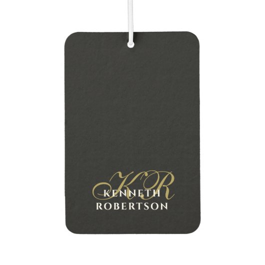 Black  Monogram Minimalist Gold White Elegant Men  カーエアーフレッシュナー (正面)