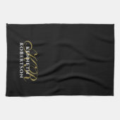 Black Monogram Minimalist Gold White Elegant Men  キッチンタオル (横)