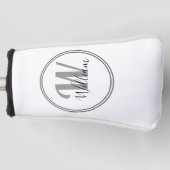 Black Monogram Minimalist Modern  ゴルフヘッドカバー (正面)