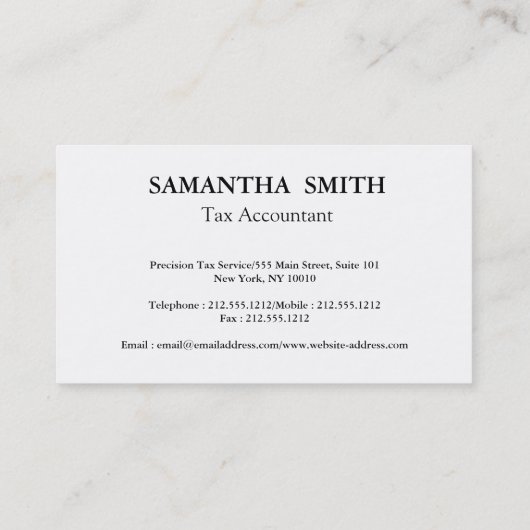 Black Monogram Tax Accountant 名刺 (裏面)