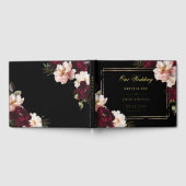 Black Moody Burgundy Blush Floral Wedding ゲストブック (全面)