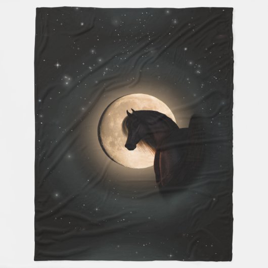 Black Moon Shine Horse Blanket フリースブランケット (正面)