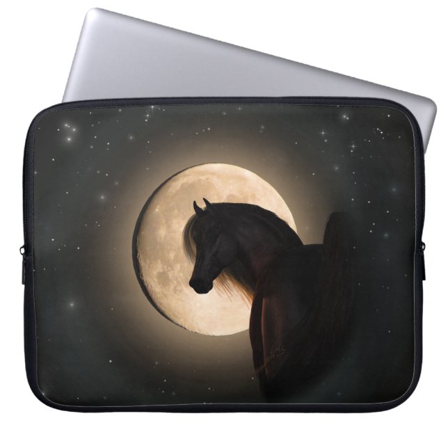 Black Moon Shine Horse Laptop Sleeve ラップトップスリーブ (正面)