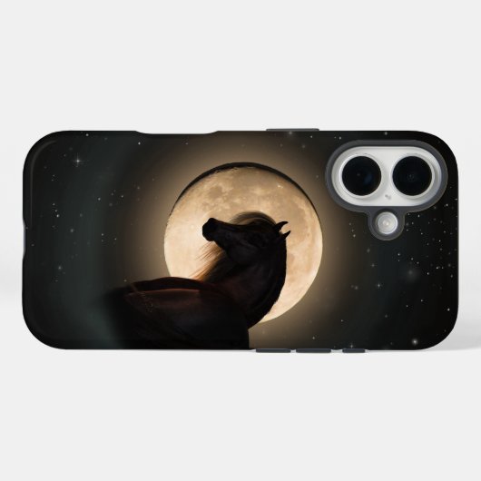 Black Moon Shine Horse Phone Case Case-Mate iPhoneケース (裏面 (横))