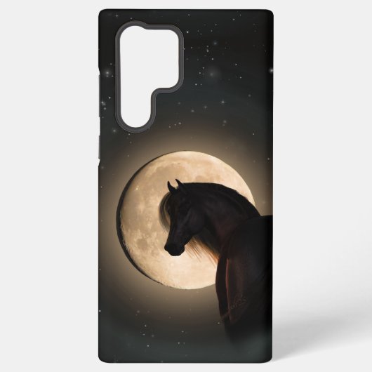 Black Moon Shine Horse Samsung Case Galaxyケース (裏面)