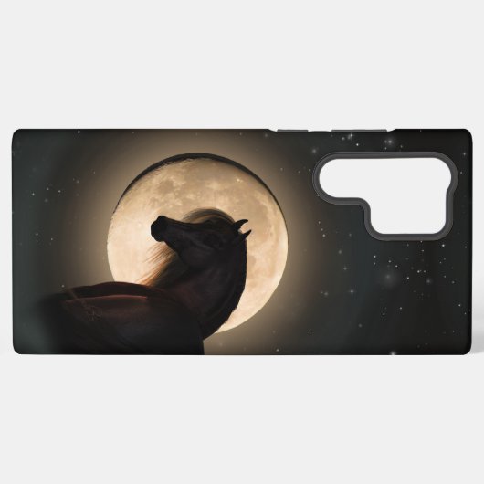 Black Moon Shine Horse Samsung Case Galaxyケース (裏面横)