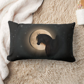 Black Moon Shine Horse Throw Pillow ランバークッション