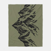 Black Mountain Peak | Modern Moss Green Hiking フリースブランケット (正面)