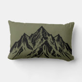 Black Mountain Peak | Modern Moss Green Hiking ランバークッション (裏面)