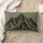 Black Mountain Peak | Modern Moss Green Hiking ランバークッション (ブランケット)