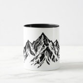 Black Mountain Peaks | Modern Minimalist Hiking マグカップ (中央)
